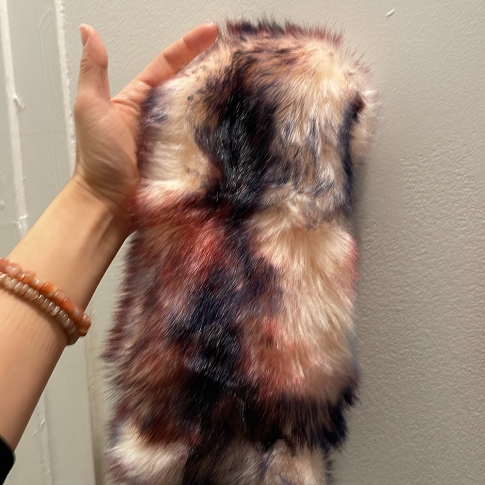 Colorful faux fur winter warm elastic headband - NWOT